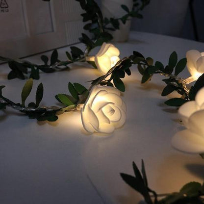 Floroux guirlande LED avec des roses grimpantes | Décoration romantique | Pour la maison et les fêtes