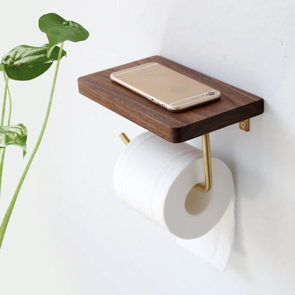 Multifunctional toilet paper holder Floroux in wood | Practical and elegant | Screw mounting | In different colors