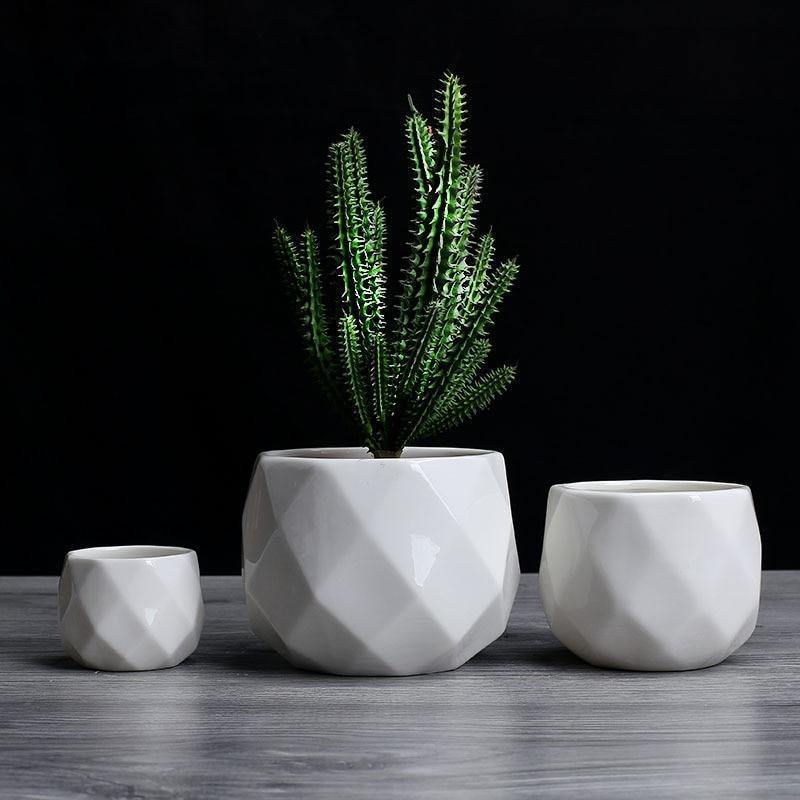 Diamond round ceramic succulent pots Floroux | Modern design | Multiple sizes