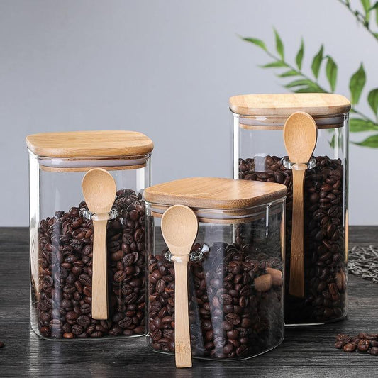 Floroux glass container with bamboo lid | Sustainable food storage | Available in 3 sizes