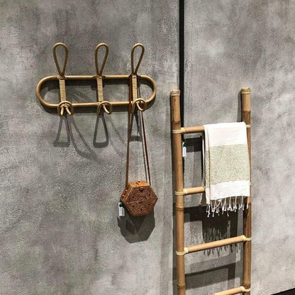 Floroux Porte-manteau mural à trois crochets en rotin | Design naturel | Rangement pratique et élégant