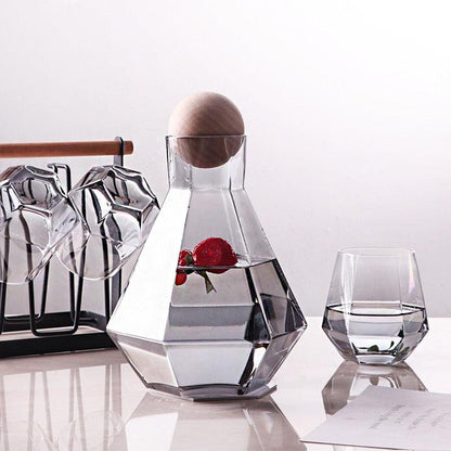 Floroux Diamond Glassware Set | Handmade Drinking Glasses and Decanters | Luxurious Glass for Wine, Water, and Cocktails