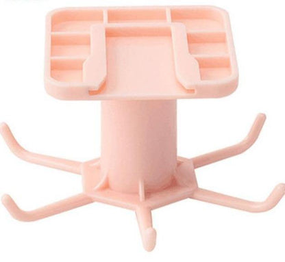 Floroux Rotating Kitchen Utensil Holder | 6 Hook Organizer | Space Saving Under Cabinet Storage