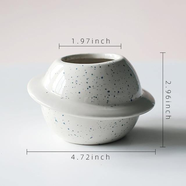 Floroux cache-pot en céramique design planète | Décoration créative | Pour plantes et accents de maison