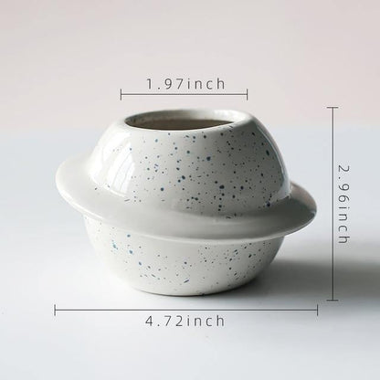 Floroux cache-pot en céramique design planète | Décoration créative | Pour plantes et accents de maison