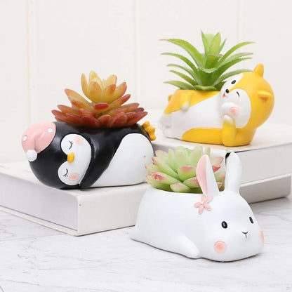 Floroux figurine animale pot de succulentes | Formes d'animaux amusantes | Décoration pour la maison
