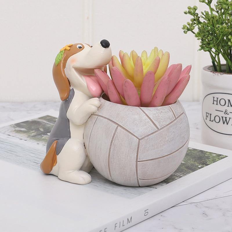 Floroux Aktiv Chien Pot de Fleurs | Accessoire déco élégant | Parfait pour les succulentes