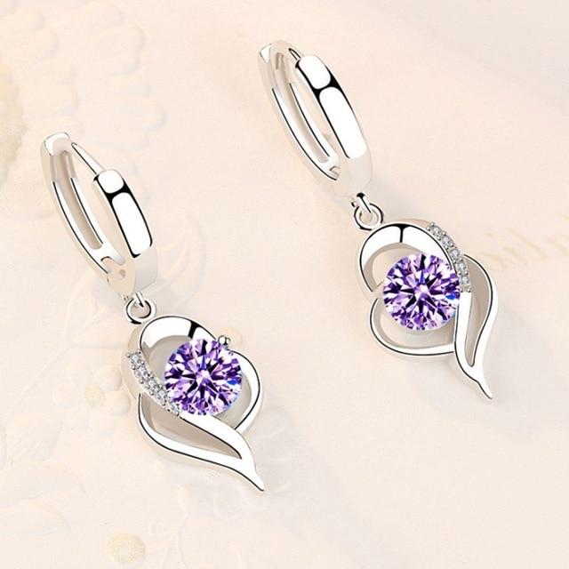 Boucles d'oreilles en argent élégantes avec zircon pour dames - Collection Elsa