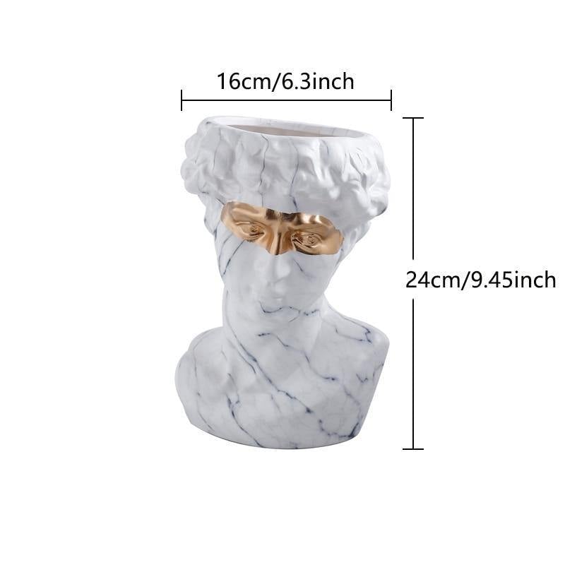 Floroux Ceramics David Head Planter | Classical Sculpture | Decorative Vase | Elegant Home Accents
