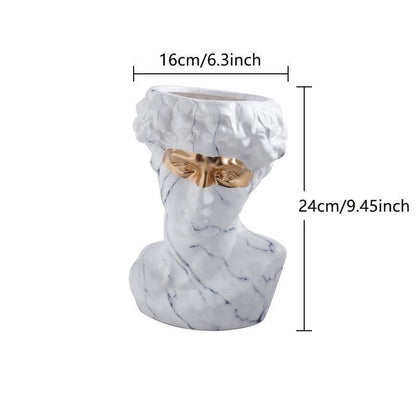 Floroux Ceramics David Head Planter | Classical Sculpture | Decorative Vase | Elegant Home Accents