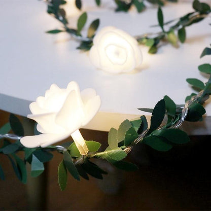 Floroux guirlande LED avec des roses grimpantes | Décoration romantique | Pour la maison et les fêtes