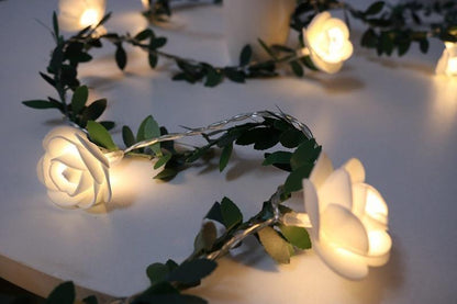 Floroux guirlande LED avec des roses grimpantes | Décoration romantique | Pour la maison et les fêtes