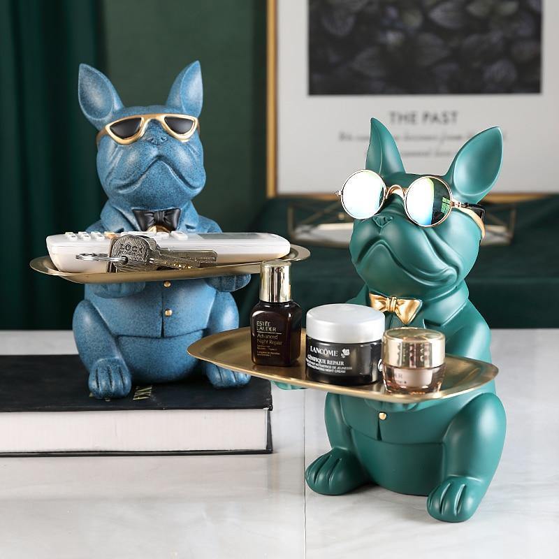 Floroux decorative piggy bank with tray | French Bulldog statue | Elegant and practical