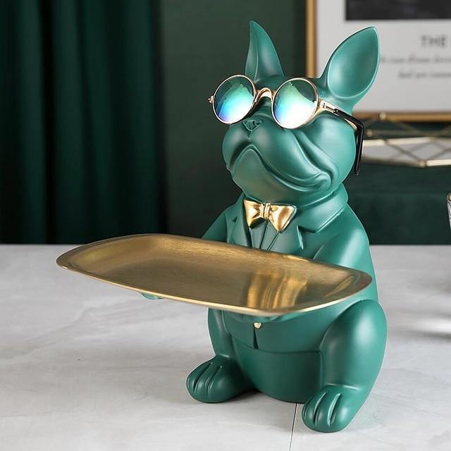 Floroux decorative piggy bank with tray | French Bulldog statue | Elegant and practical