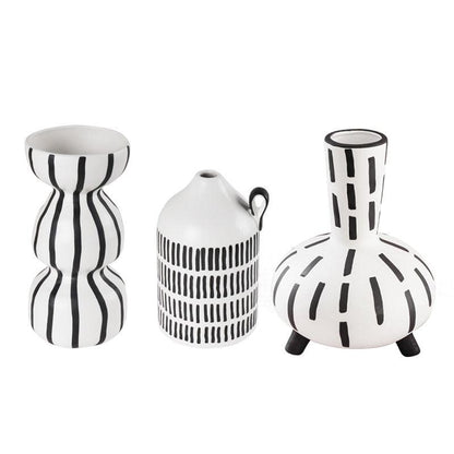 Ceramic vase set Floroux | Handmade tribal design accents | Decorative vases for living room and hallway