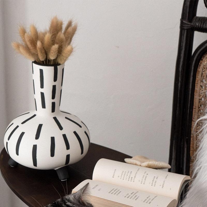Ceramic vase set Floroux | Handmade tribal design accents | Decorative vases for living room and hallway