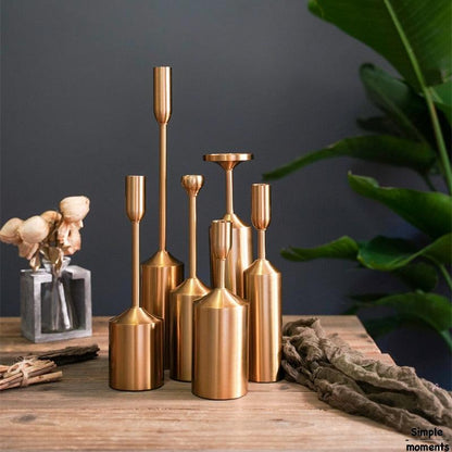 Floroux Candle holders in gold | Elegant decor | For the living room, dining table, and festive occasions | In different styles