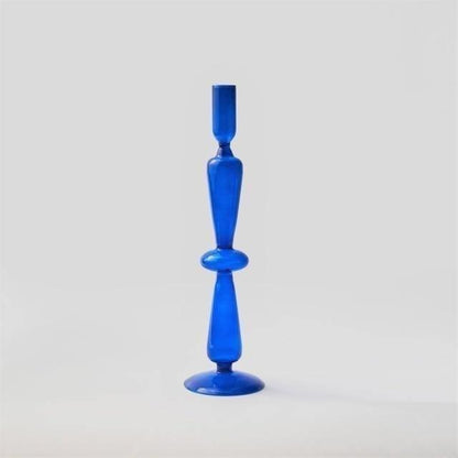 Floroux Glass Candle Holder | Elegant Design | Blue Table Candle Holder