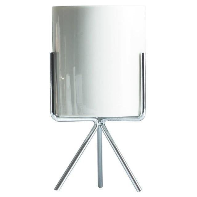 Compact ceramic plant pot Floroux with geometric metal stand | Modern design | Table decoration for the home