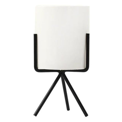 Compact ceramic plant pot Floroux with geometric metal stand | Modern design | Table decoration for the home