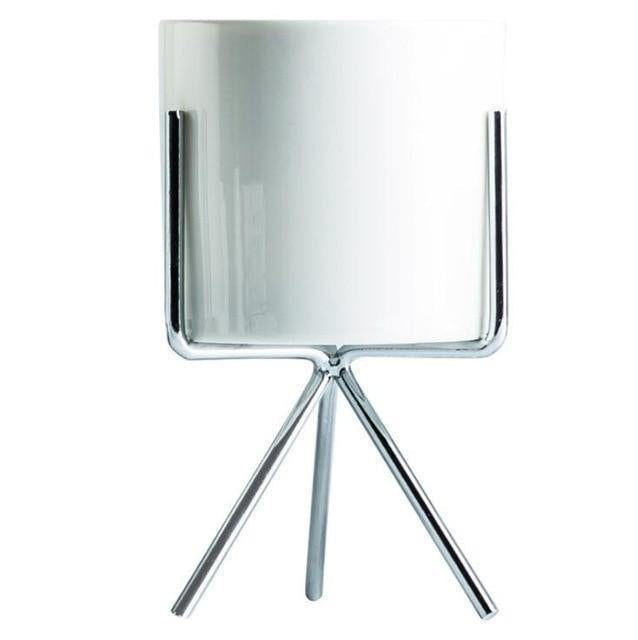 Compact ceramic plant pot Floroux with geometric metal stand | Modern design | Table decoration for the home