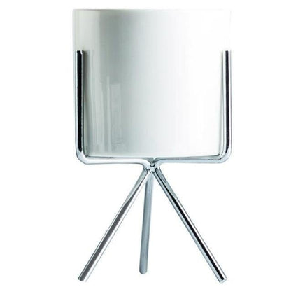 Compact ceramic plant pot Floroux with geometric metal stand | Modern design | Table decoration for the home