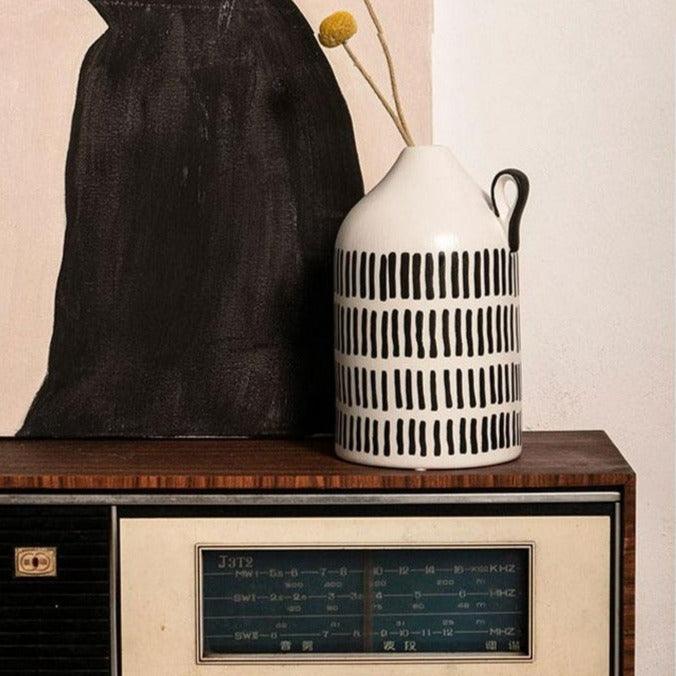 Ceramic vase set Floroux | Handmade tribal design accents | Decorative vases for living room and hallway