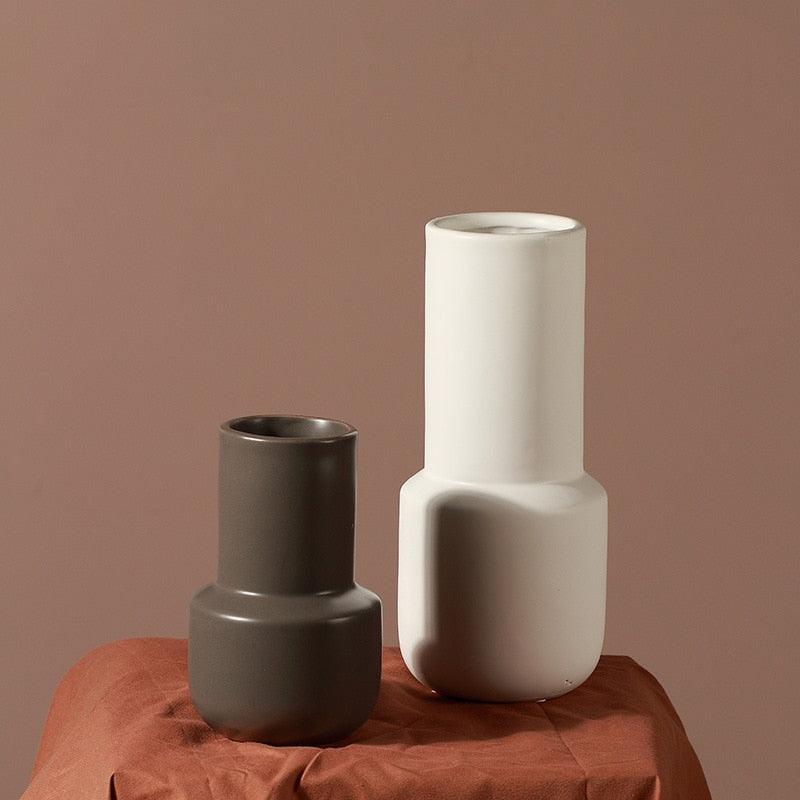 Floroux Ceramic Vase Set | Monochrome Design | Handmade Decorative Vases for Living Room & Bedroom