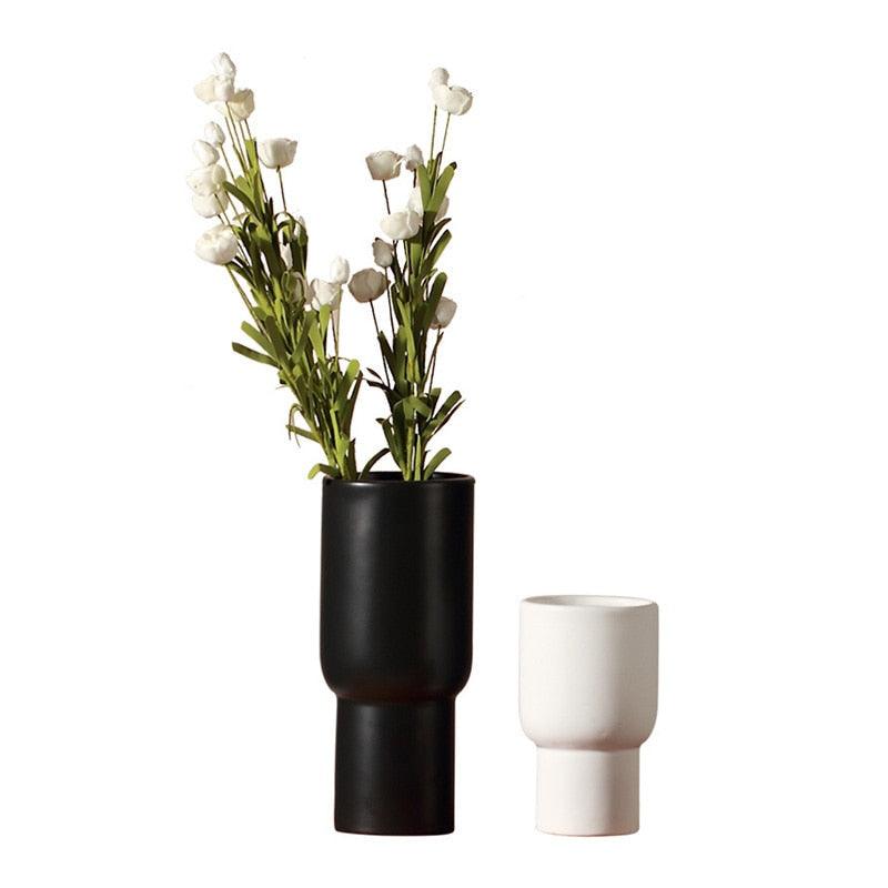 Floroux Ceramic Vase Set | Monochrome Design | Handmade Decorative Vases for Living Room & Bedroom