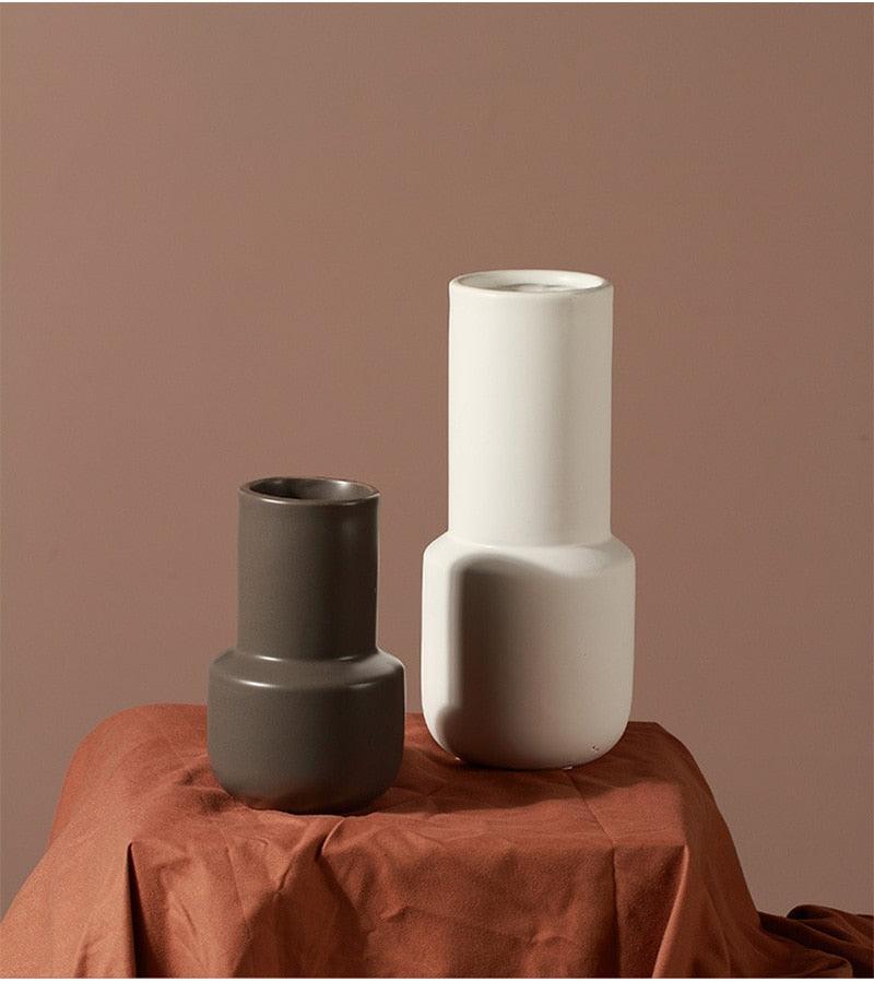 Floroux Ceramic Vase Set | Monochrome Design | Handmade Decorative Vases for Living Room & Bedroom