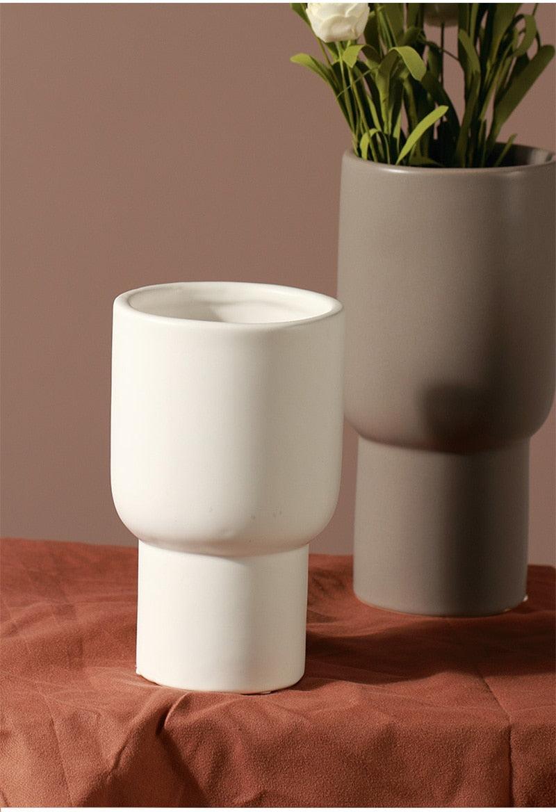 Floroux Ceramic Vase Set | Monochrome Design | Handmade Decorative Vases for Living Room & Bedroom