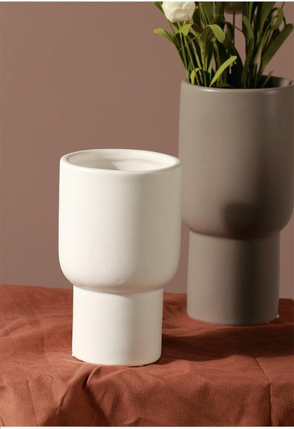 Floroux Ceramic Vase Set | Monochrome Design | Handmade Decorative Vases for Living Room & Bedroom