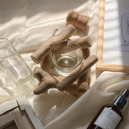 Floroux Handmade Wooden Candle Holder | Maritime Design | Natural Decoration | Perfect Gift Idea