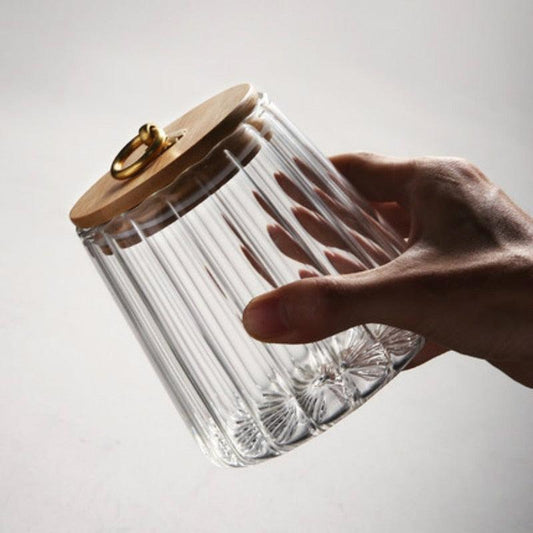 Floroux glass storage container with lid | Wavy design | Airtight and elegant