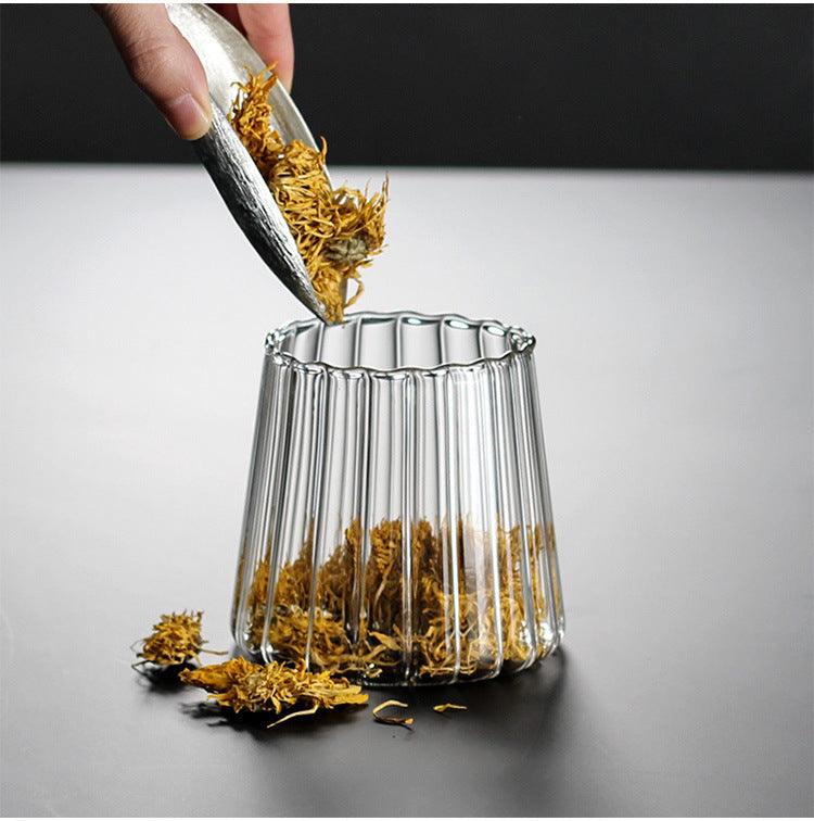 Floroux glass storage container with lid | Wavy design | Airtight and elegant