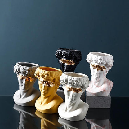 Floroux Ceramics David Head Planter | Classical Sculpture | Decorative Vase | Elegant Home Accents