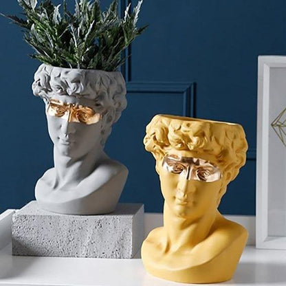 Floroux Ceramics David Head Planter | Classical Sculpture | Decorative Vase | Elegant Home Accents