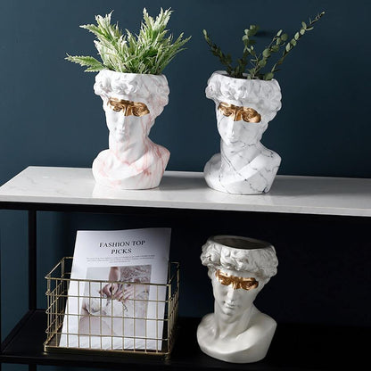 Floroux Ceramics David Head Planter | Classical Sculpture | Decorative Vase | Elegant Home Accents