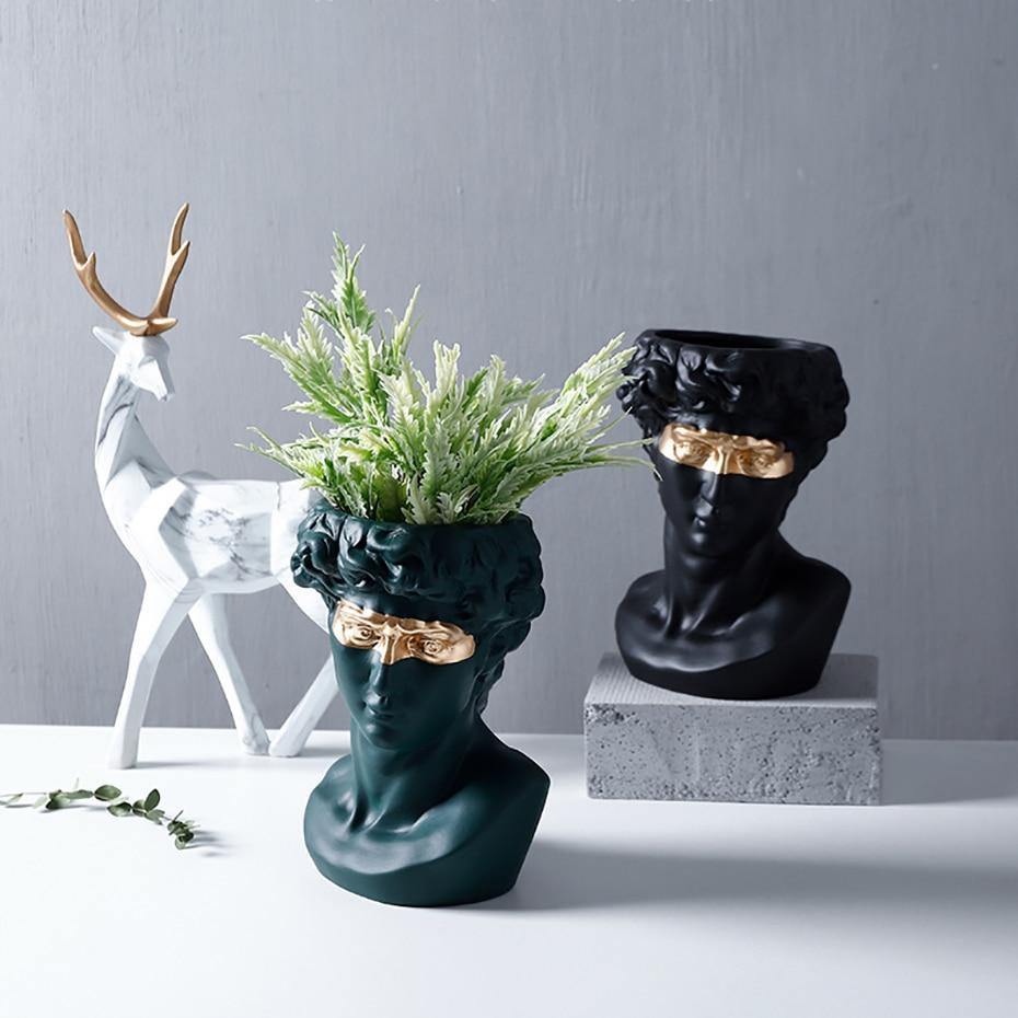 Floroux Ceramics David Head Planter | Classical Sculpture | Decorative Vase | Elegant Home Accents