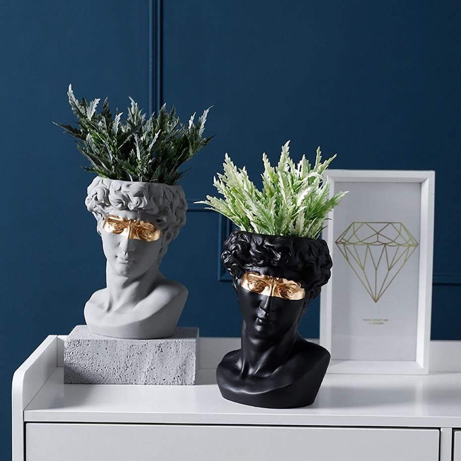 Floroux Ceramics David Head Planter | Classical Sculpture | Decorative Vase | Elegant Home Accents