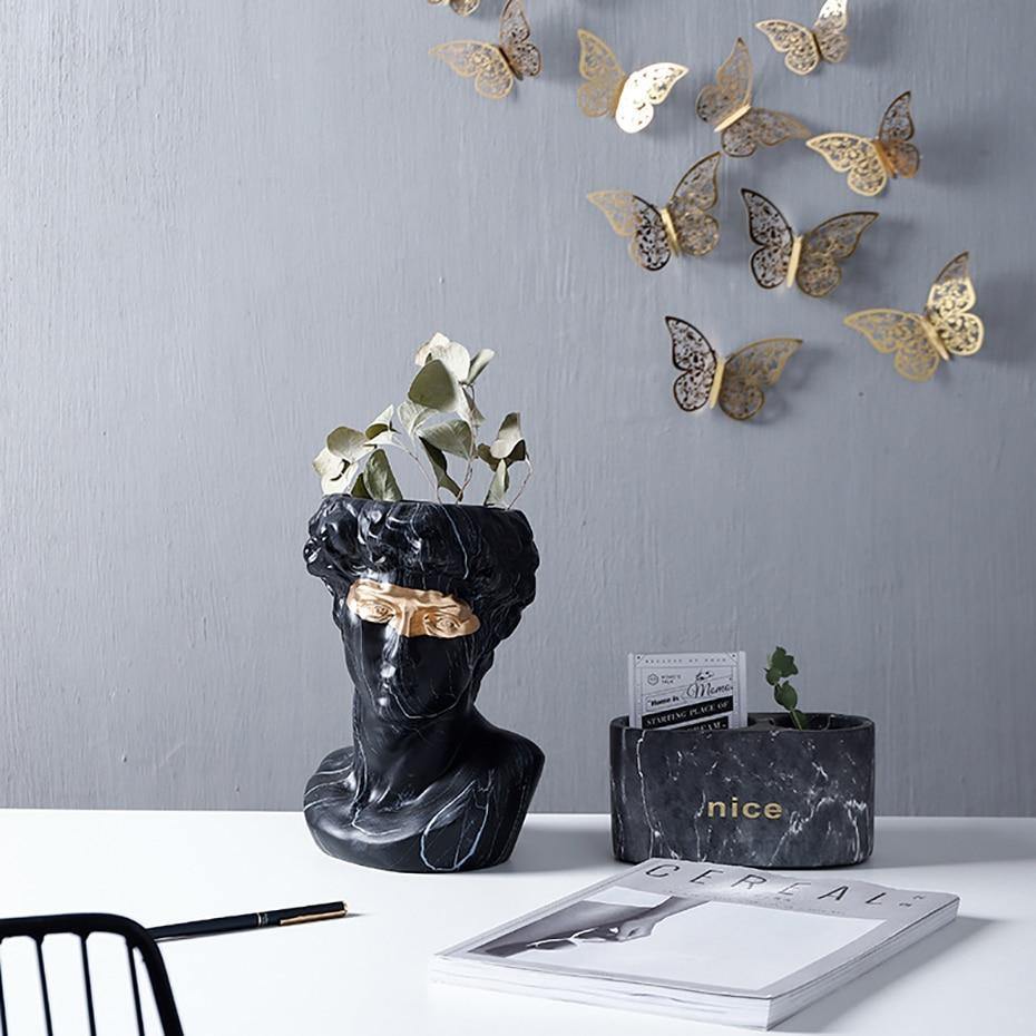 Floroux Ceramics David Head Planter | Classical Sculpture | Decorative Vase | Elegant Home Accents