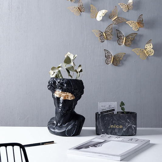 Floroux Ceramics David Head Planter | Classical Sculpture | Decorative Vase | Elegant Home Accents