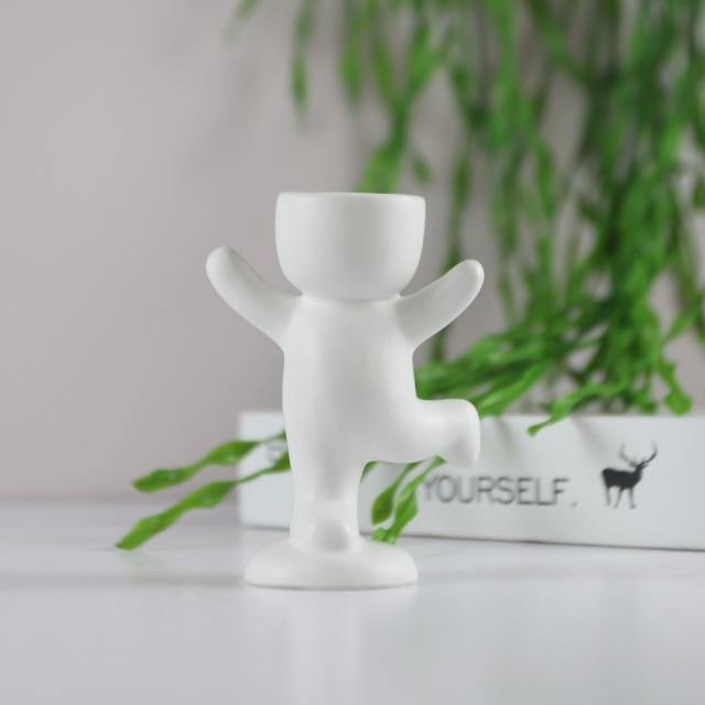 Floroux céramique pot à succulentes | Décor figurine ludique | Pot de fleurs fait main pour la maison