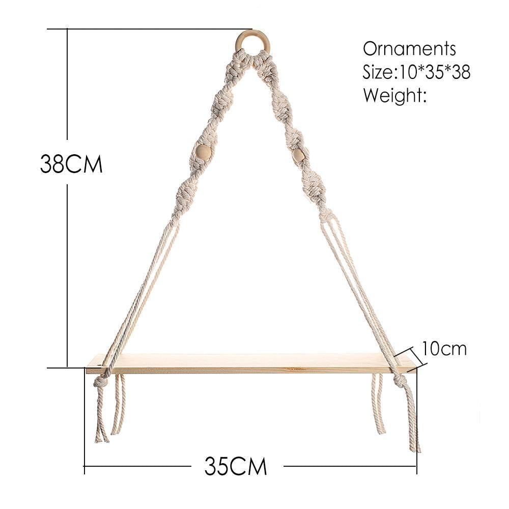 Floroux Étagère suspendue en macramé en bois | Fait main | Décoration Boho | Polyvalent & Stylé