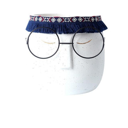 Ceramic Flower Pot Floroux with Glasses & Headband | Modern Design | Decorative Plant Vase