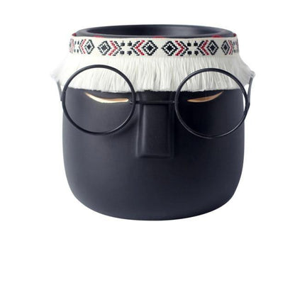 Ceramic Flower Pot Floroux with Glasses & Headband | Modern Design | Decorative Plant Vase