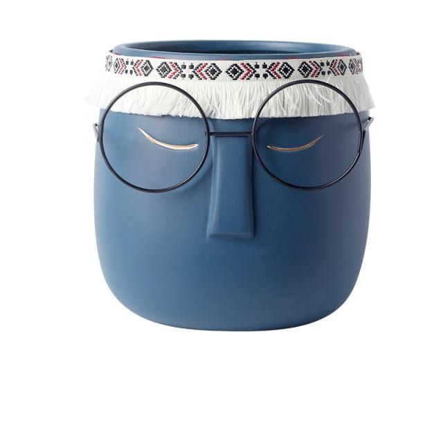 Ceramic Flower Pot Floroux with Glasses & Headband | Modern Design | Decorative Plant Vase
