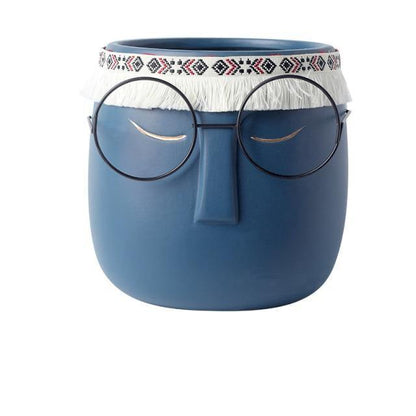 Ceramic Flower Pot Floroux with Glasses & Headband | Modern Design | Decorative Plant Vase