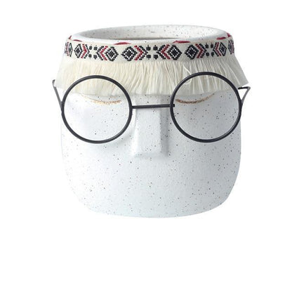 Ceramic Flower Pot Floroux with Glasses & Headband | Modern Design | Decorative Plant Vase