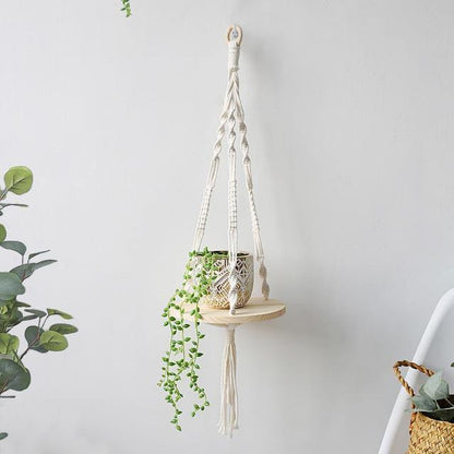 Floroux Étagère suspendue en macramé en bois | Fait main | Décoration Boho | Polyvalent & Stylé